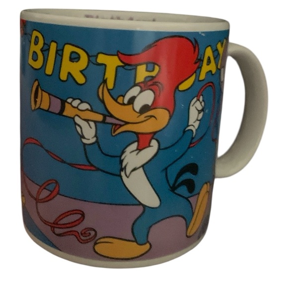Woody Woodpecker Other - Vintage Woody Woodpecker Blue Ceramic Mug Happy Birthday